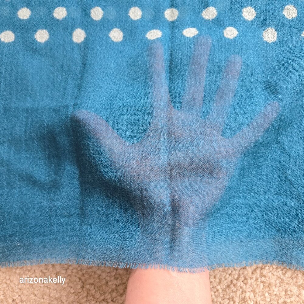 Wool/Silk Lightweight Polka Dot Scarf Blue - Picture 4 of 10